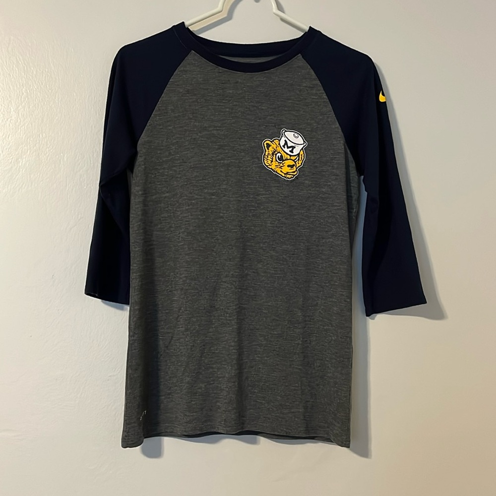 Nike Michigan Wolverine Three-Quarter Sleeve Tee - Size XS